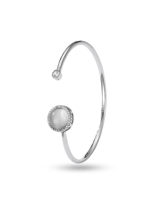 Rotating Moonstone Kada Bracelet with Swarovski Zircon Accents