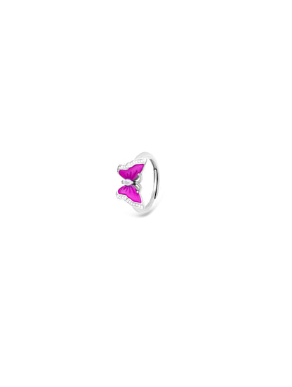 Butterfly Ring with Pink Enamel and White Swarovski Zircon