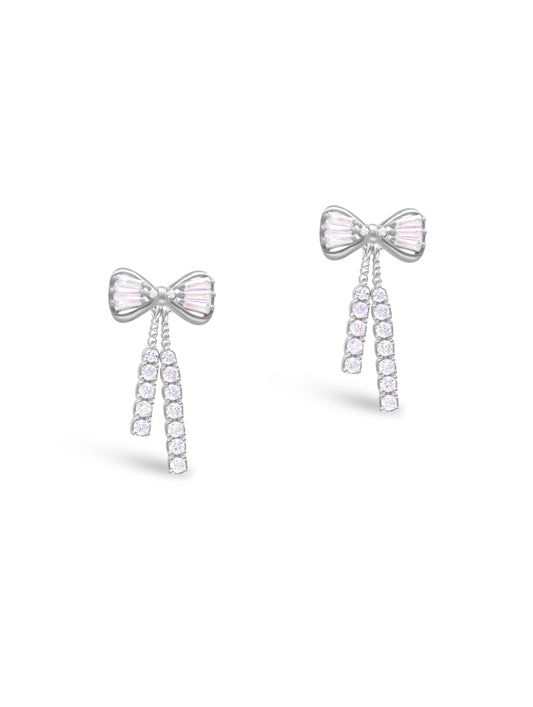 Crystal Bow Drop Earrings with Swarovski Zircon Accents