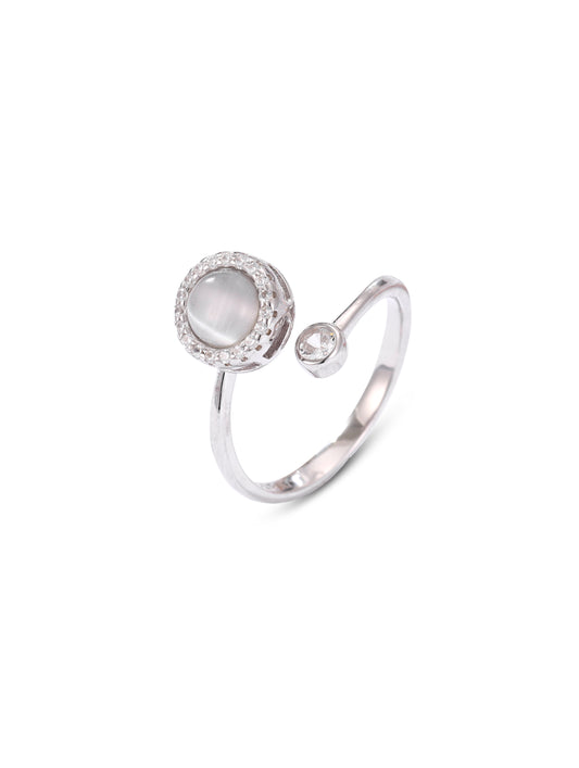 Rotating Moonstone Ring with Swarovski Zircon Accents