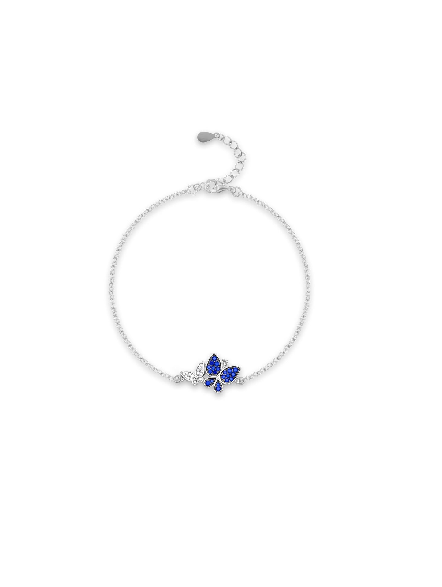 Dual Butterfly Bracelet with Semi-Precious Blue and White Zircon