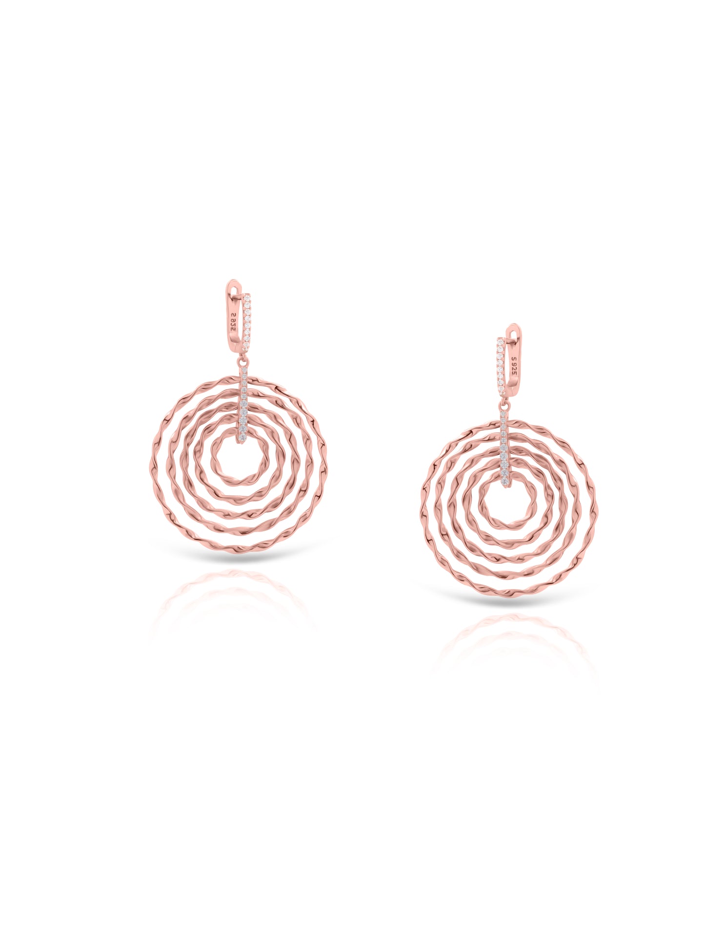 Rose Gold Hoop-Dangle Earrings with Swarovski Zircon Accents