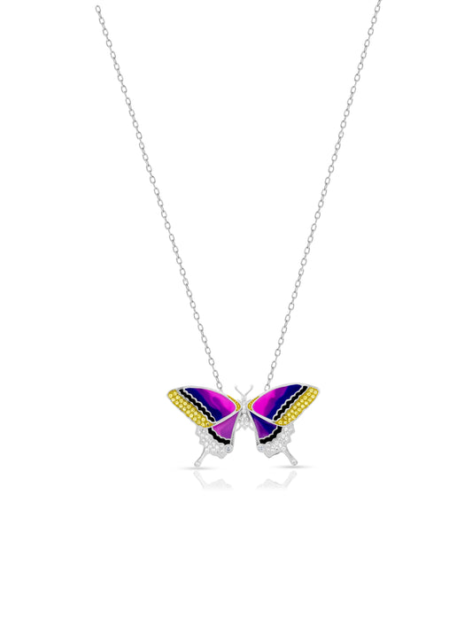 Idyllia Butterfly Pendant Chain with Colored Swarovski Gemstones