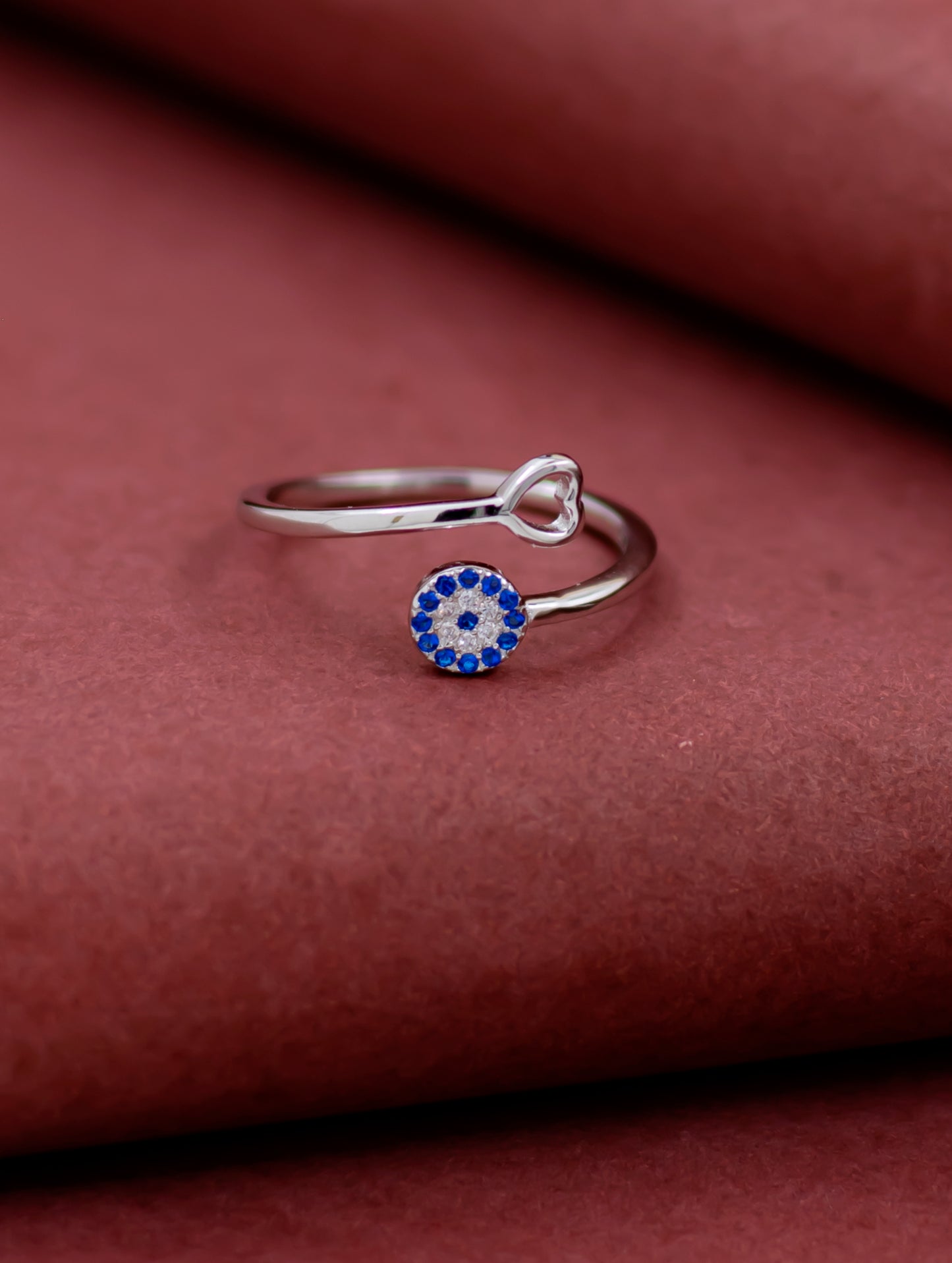 Heart and Circle Ring with Semi-Precious Blue Stones and Swarovski Zircon