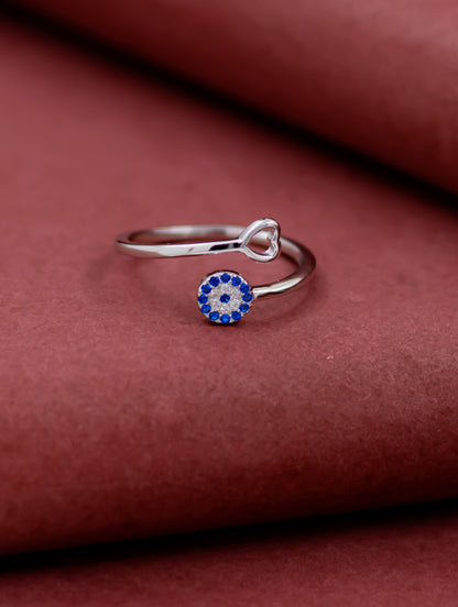 Heart and Circle Ring with Semi-Precious Blue Stones and Swarovski Zircon