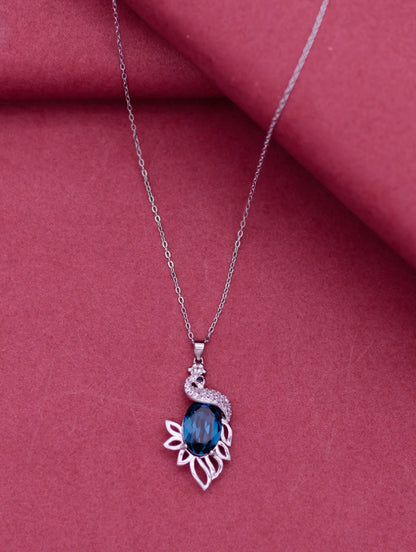 Peacock Pendant Chain with Blue Spinel and Swarovski Zircon Accents