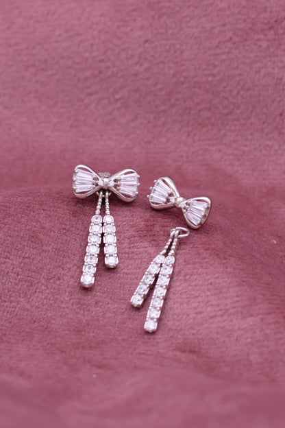 Crystal Bow Drop Earrings with Swarovski Zircon Accents