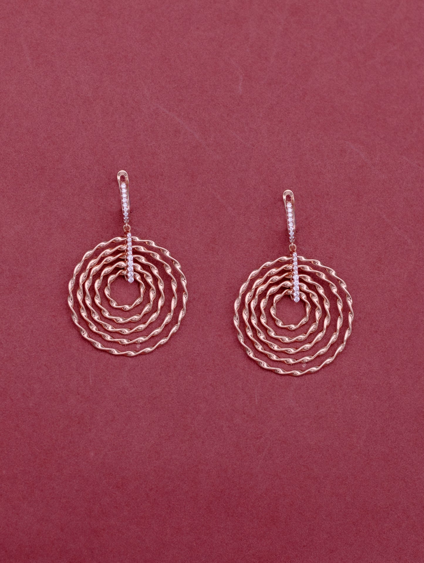 Rose Gold Hoop-Dangle Earrings with Swarovski Zircon Accents