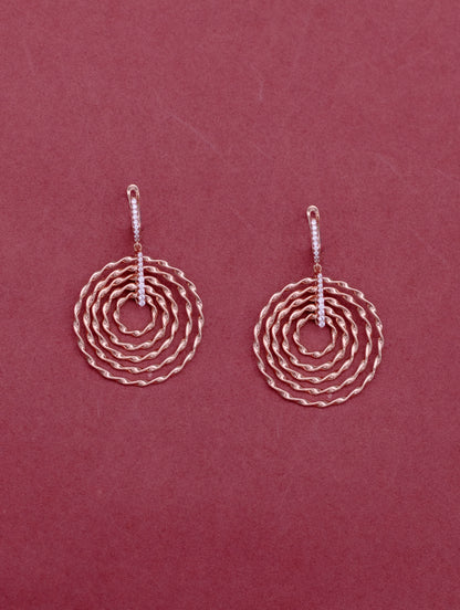 Rose Gold Hoop-Dangle Earrings with Swarovski Zircon Accents