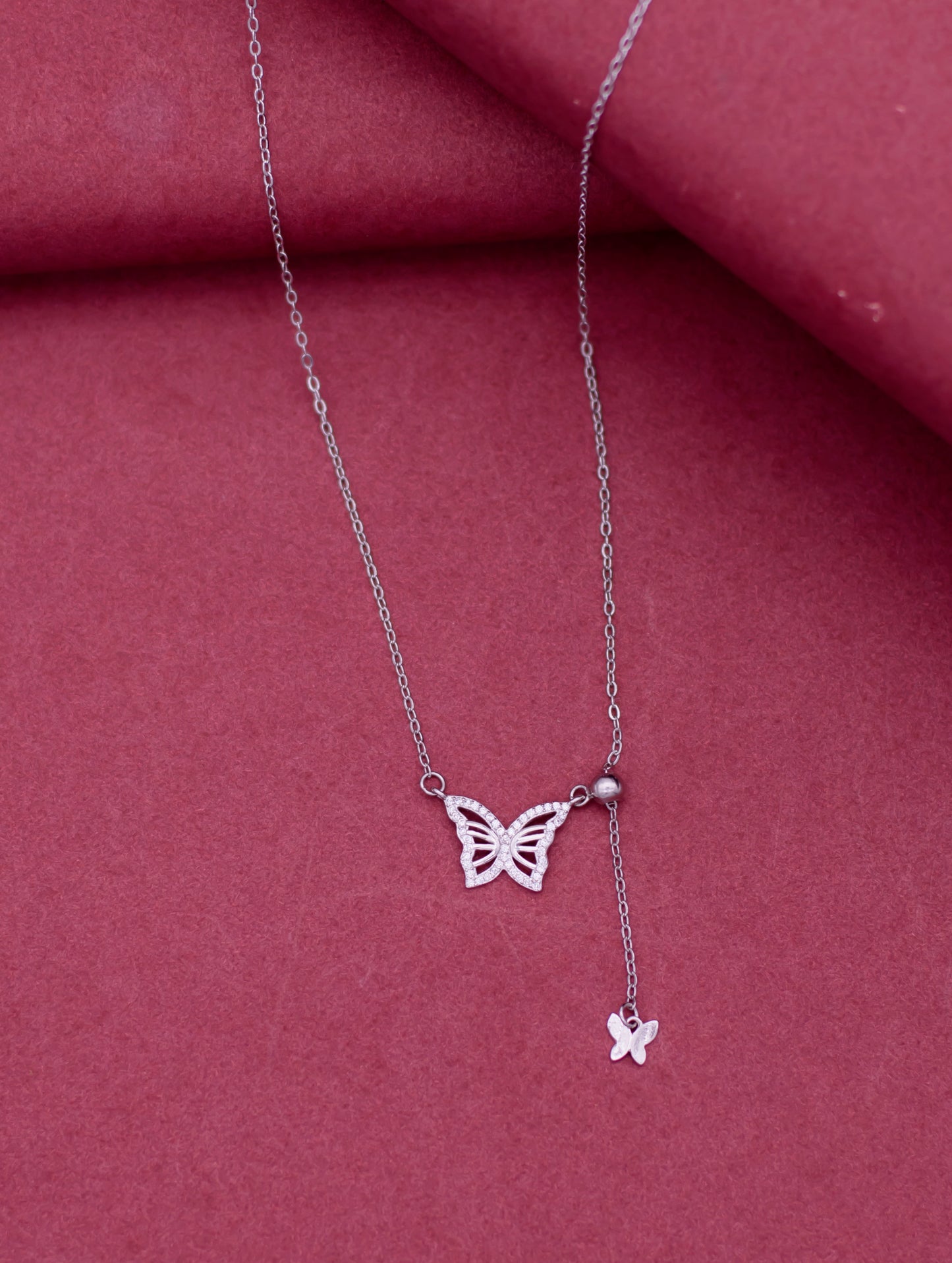 Butterfly Pendant Chain with Swarovski Zircon Accents