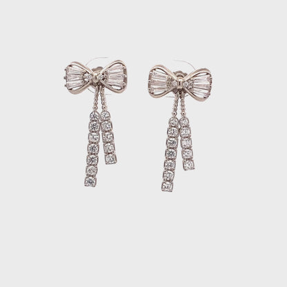 Crystal Bow Drop Earrings with Swarovski Zircon Accents