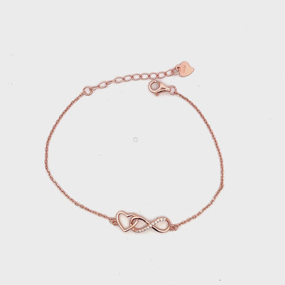 Infinity and Heart Bracelet with Swarovski Zircon Accents