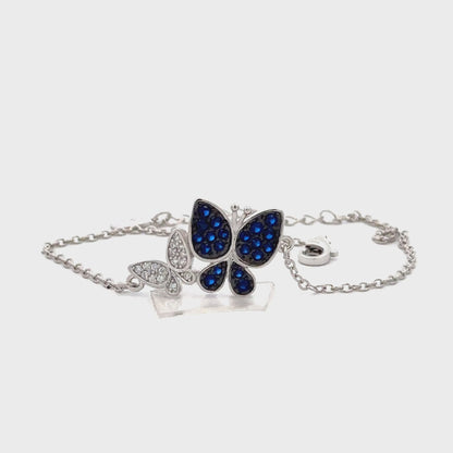 Dual Butterfly Bracelet with Semi-Precious Blue and White Zircon