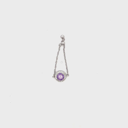 Chain Ring with Purple Stone and Swarovski Zircon Accents