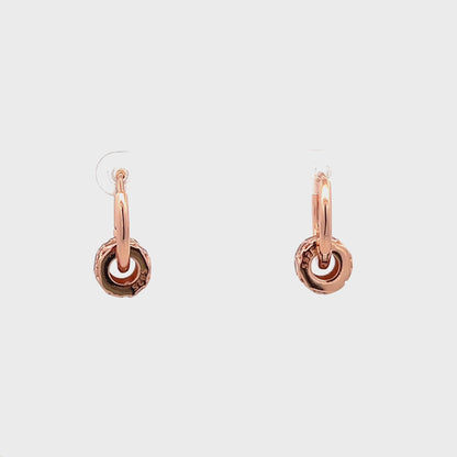 Rose Gold Bali Earrings with Semi-Precious Colored Gemstones