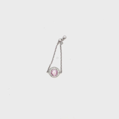 Chain Ring with Pink Stone and White Swarovski Zircon